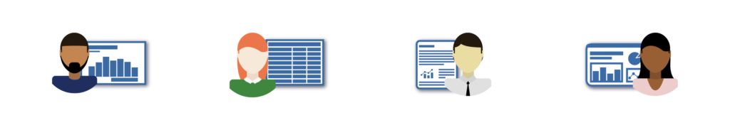 people icons with different reporting formats